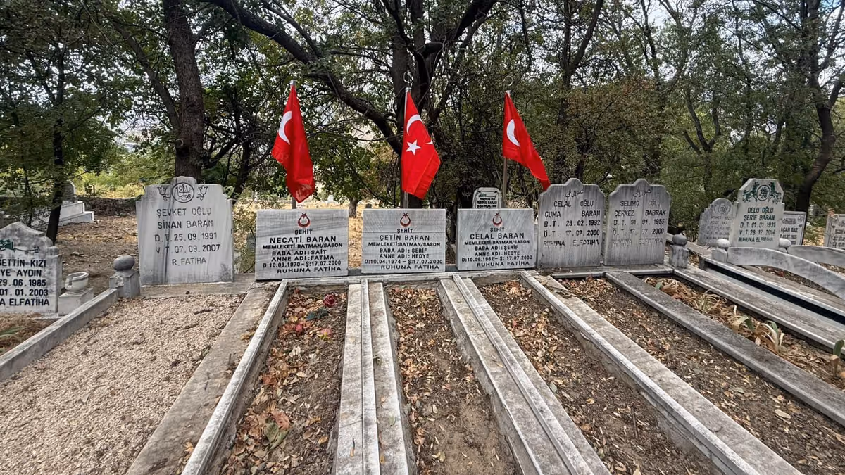 SASON’DA ŞEHİT KABİRLERİNDE BAYRAKLAR YENİLENİYOR (2)