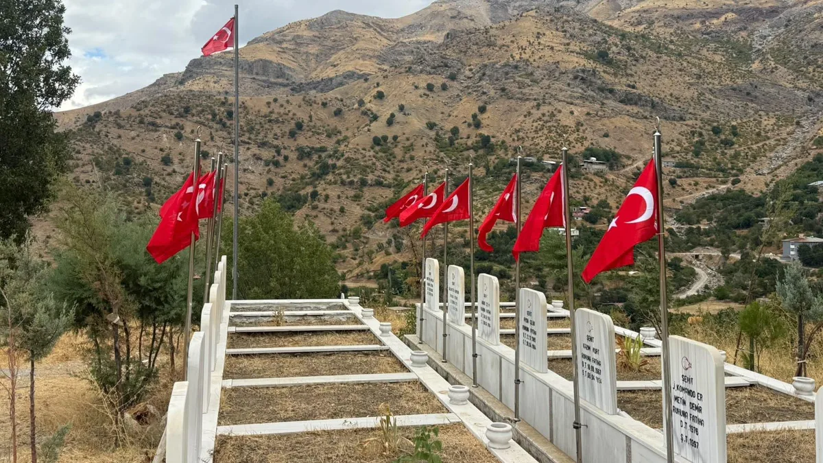 SASON’DA ŞEHİT KABİRLERİNDE BAYRAKLAR YENİLENİYOR