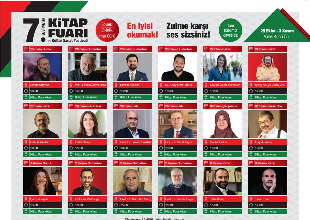 BATMAN 7. KİTAP FUARI VE KÜLTÜR SANAT FESTİVALİ 25 EKİM’DE BAŞLIYOR
