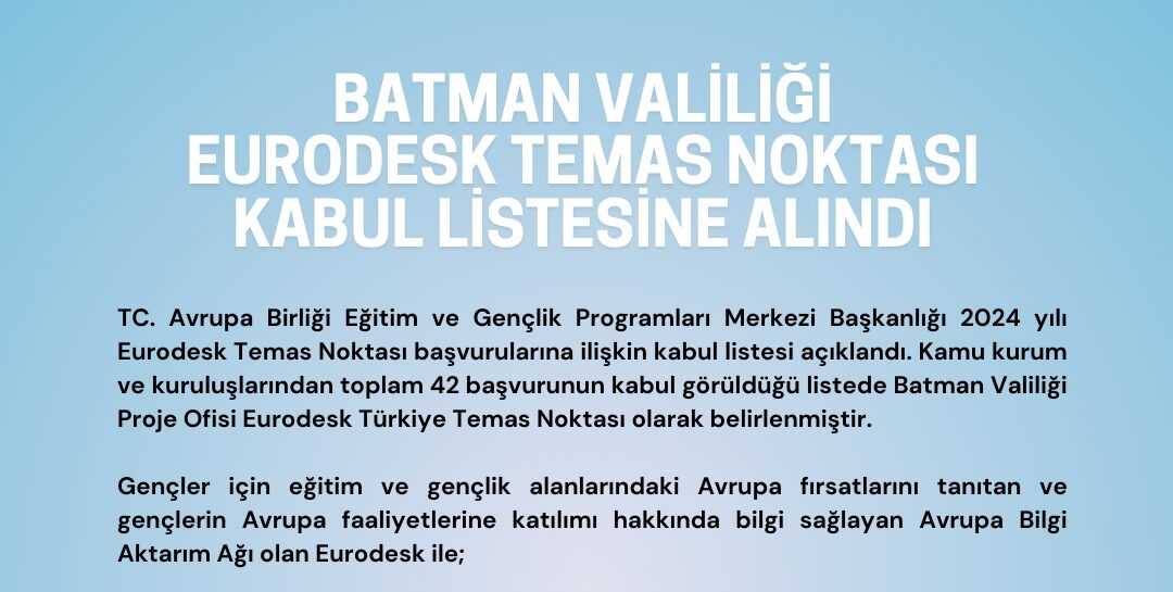 Batman Valiliği, Eurodesk Temas Noktası Oldu