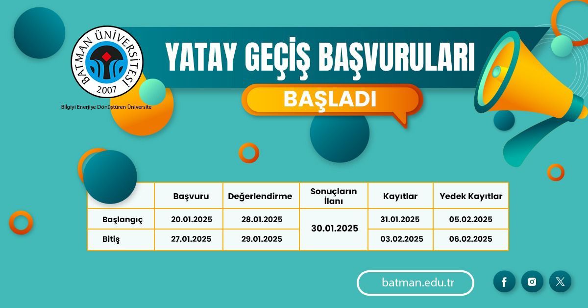 Üniversitede Yatay Geçiş Başvuruları Başladı