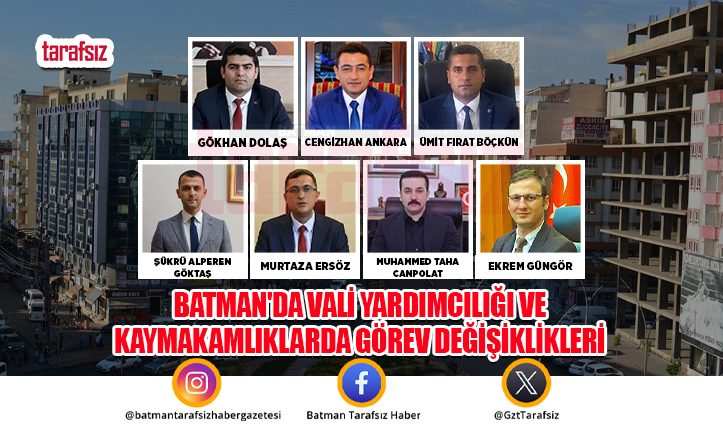 Batman’da Vali Yardımcılığı ve Kaymakamlıklarda Görev Değişiklikleri