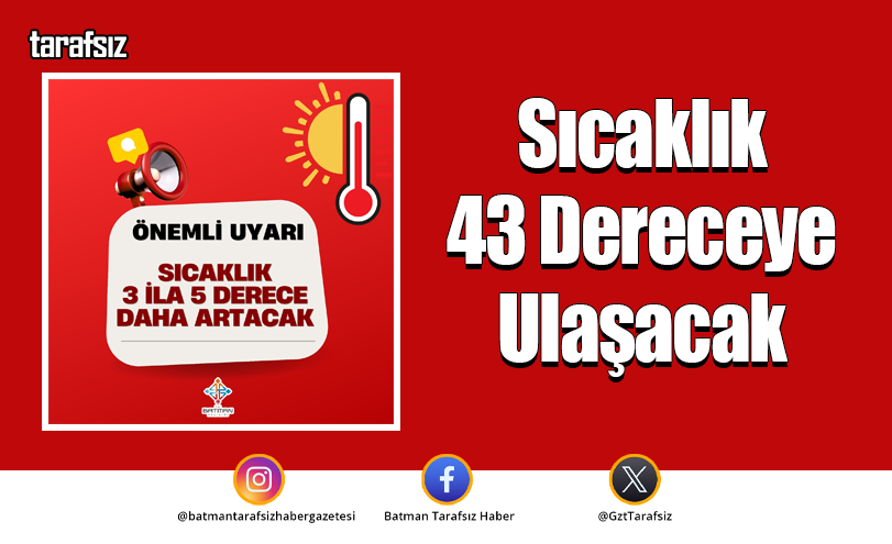 Sıcaklık 43 Dereceye Ulaşacak