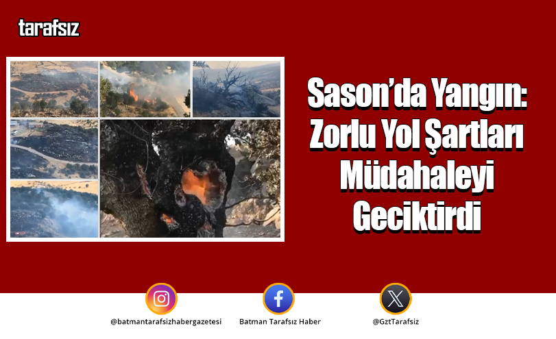 Sason’da Yangın: Zorlu Yol Şartları Müdahaleyi Geciktirdi