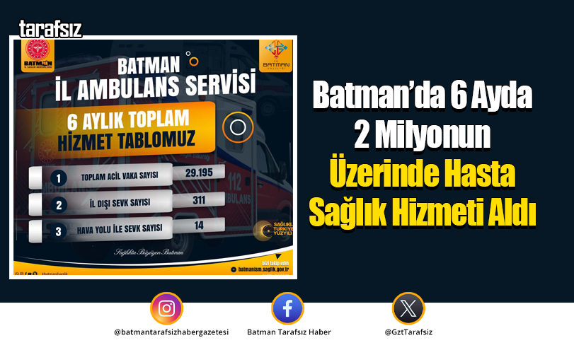 Batman’da 6 Ayda 2 Milyonun Üzerinde Hasta Sağlık Hizmeti Aldı