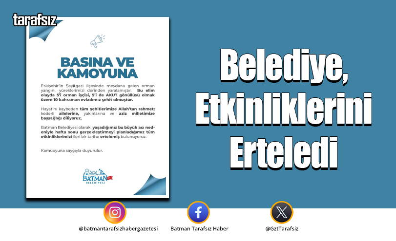 Belediye, Etkinliklerini Erteledi