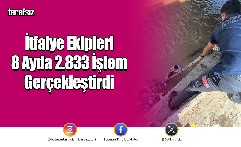 İtfaiye Ekipleri 8 Ayda 2.833 İşlem Gerçekleştirdi