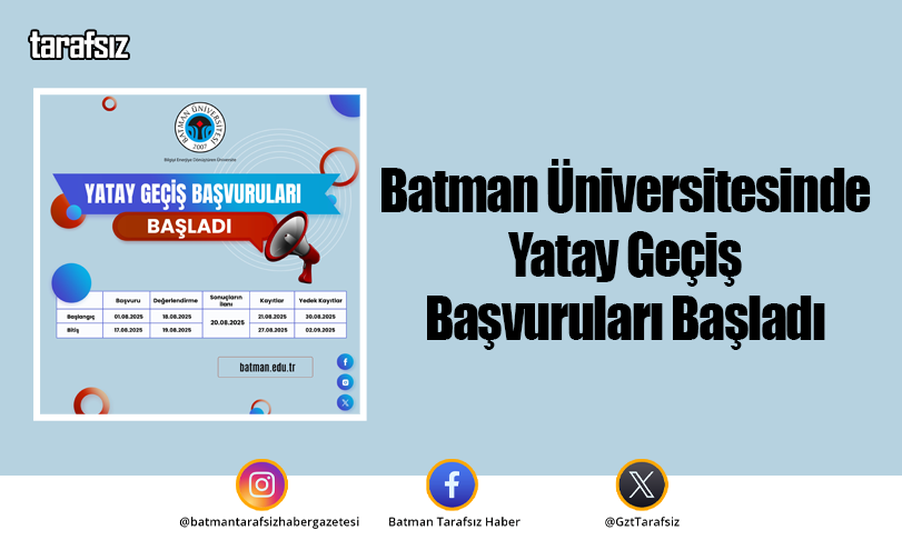 Batman Üniversitesinde Yatay Geçiş Başvuruları Başladı