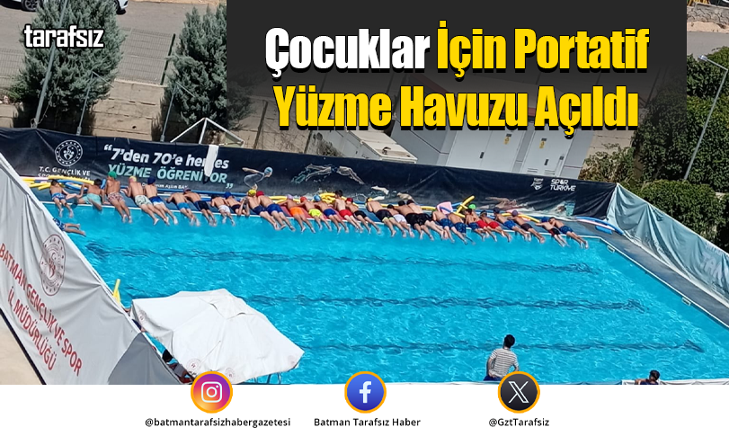 Çocuklar İçin Portatif Yüzme Havuzu Açıldı