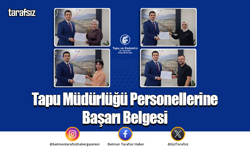 Tapu Müdürlüğü Personellerine Başarı Belgesi