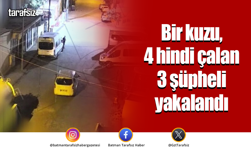 Bir kuzu, 4 hindi çalan 3 şüpheli yakalandı