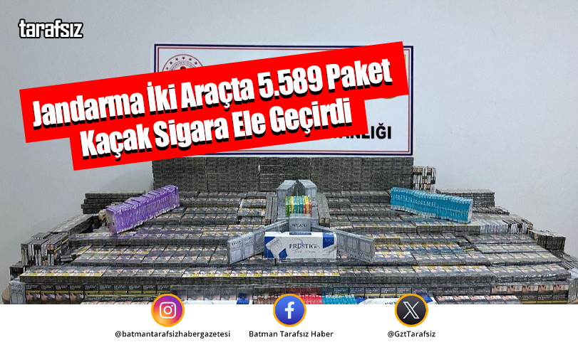 Jandarma İki Araçta 5.589 Paket Kaçak Sigara Ele Geçirdi