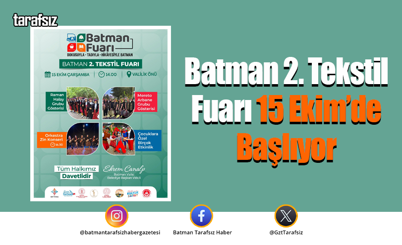 Batman 2. Tekstil Fuarı 15 Ekim’de Başlıyor