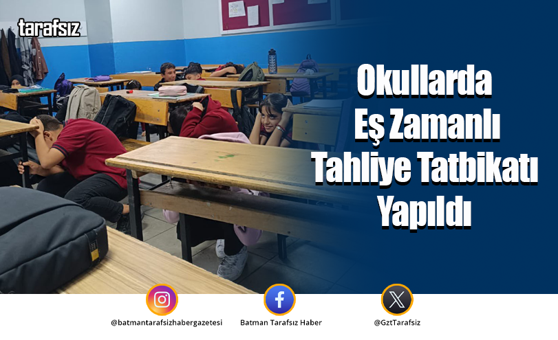 Okullarda Eş Zamanlı Tahliye Tatbikatı Yapıldı