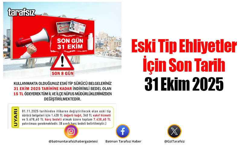 Eski Tip Ehliyetler İçin Son Tarih 31 Ekim 2025
