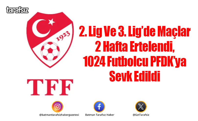 2. Lig Ve 3. Lig’de Maçlar 2 Hafta Ertelendi, 1024 Futbolcu PFDK’ya Sevk Edildi