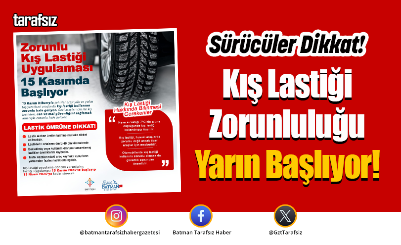 Kış Lastiği Zorunluluğu Yarın Başlıyor!