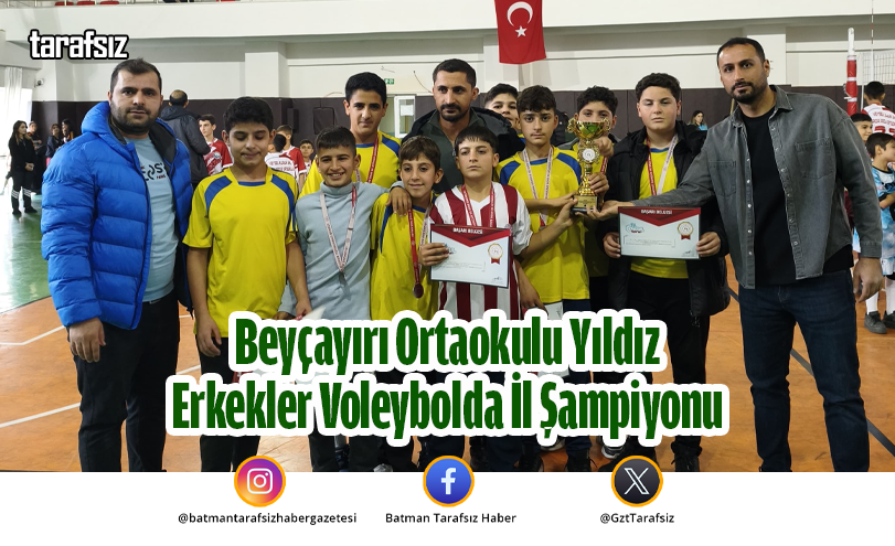 Beyçayırı Ortaokulu Yıldız Erkekler Voleybolda İl Şampiyonu