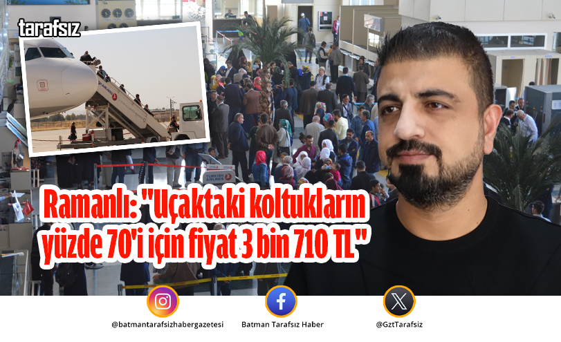 Ramanlı: “Uçaktaki koltukların yüzde 70’i için fiyat 3 bin 710 TL”