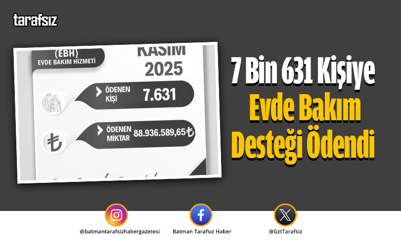 7 Bin 631 Kişiye Evde Bakım Desteği Ödendi
