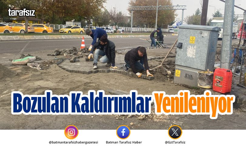 Bozulan Kaldırımlar Yenileniyor