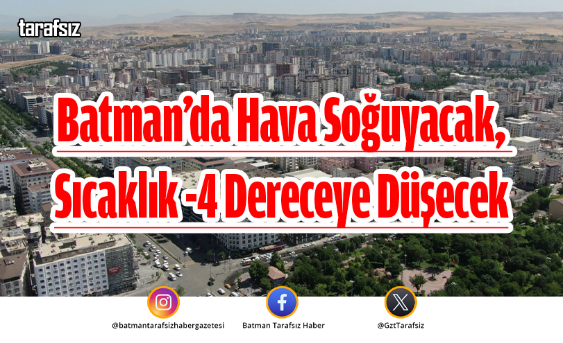Batman’da Hava Soğuyacak, Sıcaklık -4 Dereceye Düşecek