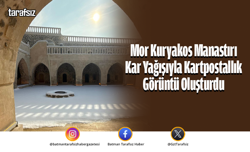 Mor Kuryakos Manastırı Kar Yağışıyla Kartpostallık Görüntü Oluşturdu