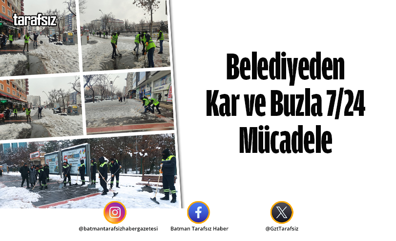 Belediyeden Kar ve Buzla 7/24 Mücadele