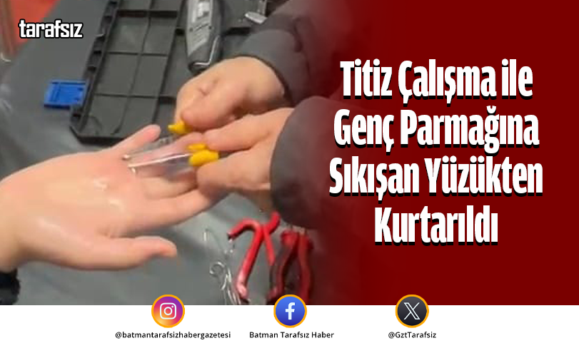 Titiz Çalışma ile Genç Parmağına Sıkışan Yüzükten Kurtarıldı