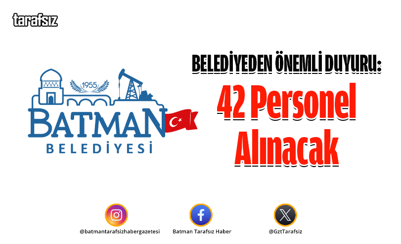 BELEDİYEDEN ÖNEMLİ DUYURU: 42 Personel Alınacak