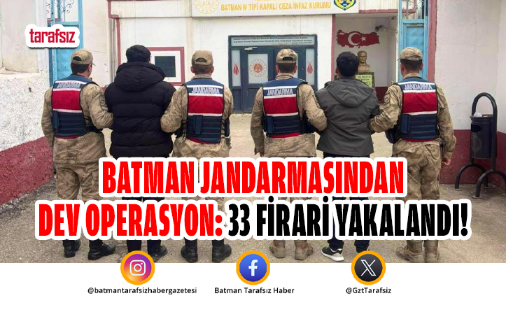 Batman Jandarmasından Dev Operasyon: 33 Firari Yakalandı!