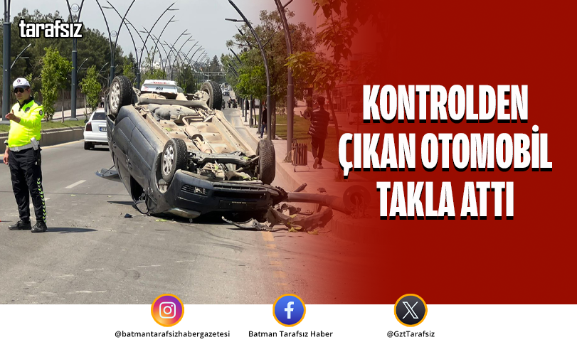 Kontrolden Çıkan Otomobil Takla Attı