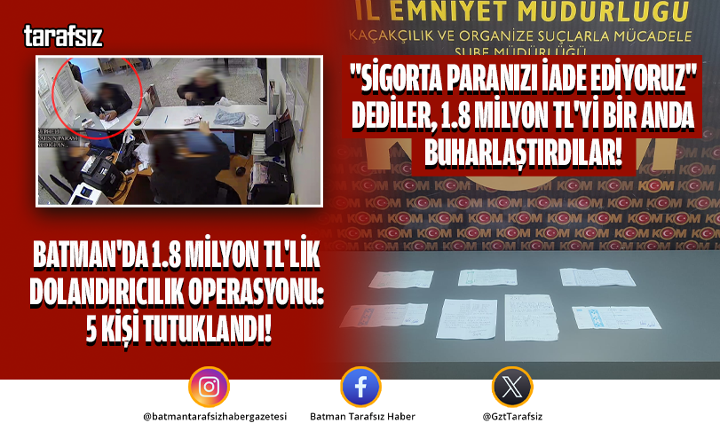 Batman’da 1.8 Milyon TL’lik Dolandırıcılık Operasyonu: 5 Kişi Tutuklandı!