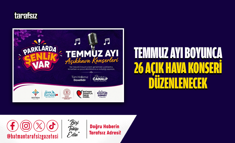 Temmuz Ayı Boyunca 26 Açık Hava Konseri Düzenlenecek