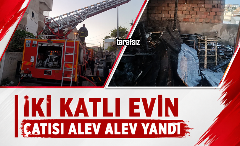 İki Katlı Evin Çatısı Alev Alev Yandı