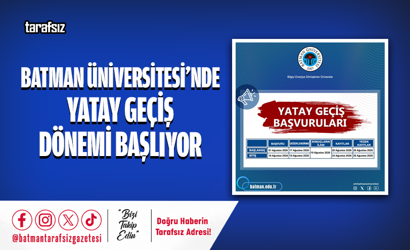 Batman Üniversitesi’nde Yatay Geçiş Dönemi Başlıyor