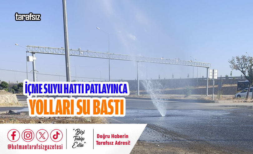 İçme Suyu Hattı Patlayınca Yolları Su Bastı