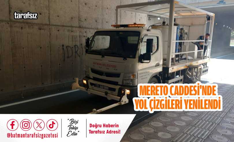 MERETO CADDESİ’NDE YOL ÇİZGİLERİ YENİLENDİ