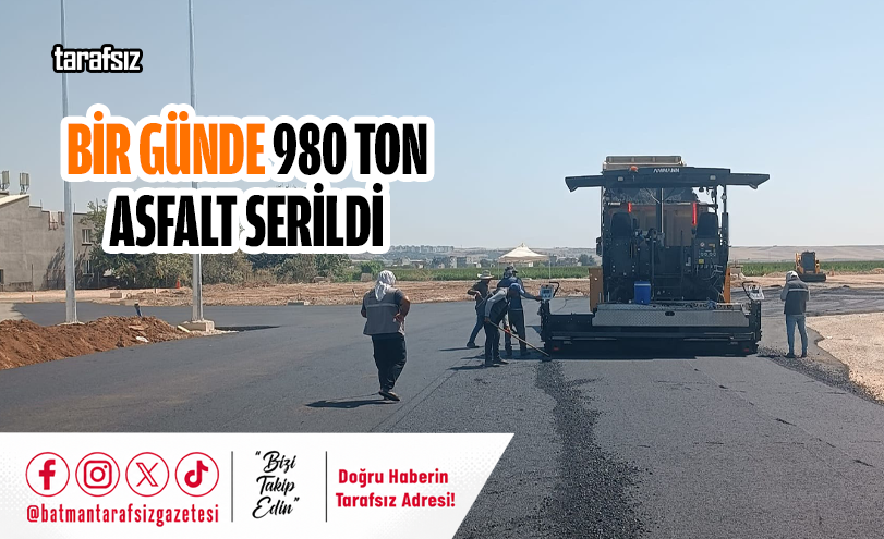 Bir Günde 980 Ton Asfalt Serildi
