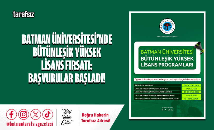 Batman Üniversitesi’nde Bütünleşik Yüksek Lisans Fırsatı: Başvurular Başladı!
